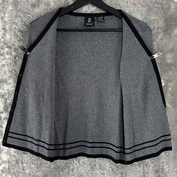 Grace Knitwear Size S Casual V Neck Cardigan Sweater Gray Long Sleeve Button - Picture 3 of 8